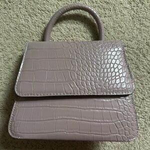 Mini Snakeskin Mauve Purple Handle Clutch Purse